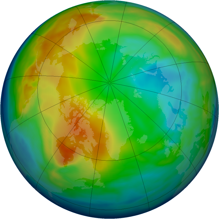 Arctic ozone map for 31 December 2005